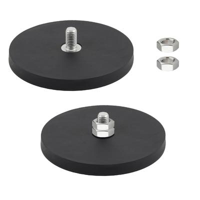 Neodymium Magnet Rubber Strong Magnetic with M8 Threaded Neodymium Magnet Magnetic Mount for LED Work and Car Vehicles Base, Coated, Type, Round,