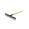 Outdoor Leaf & Weeding Rake with Wooden Handle