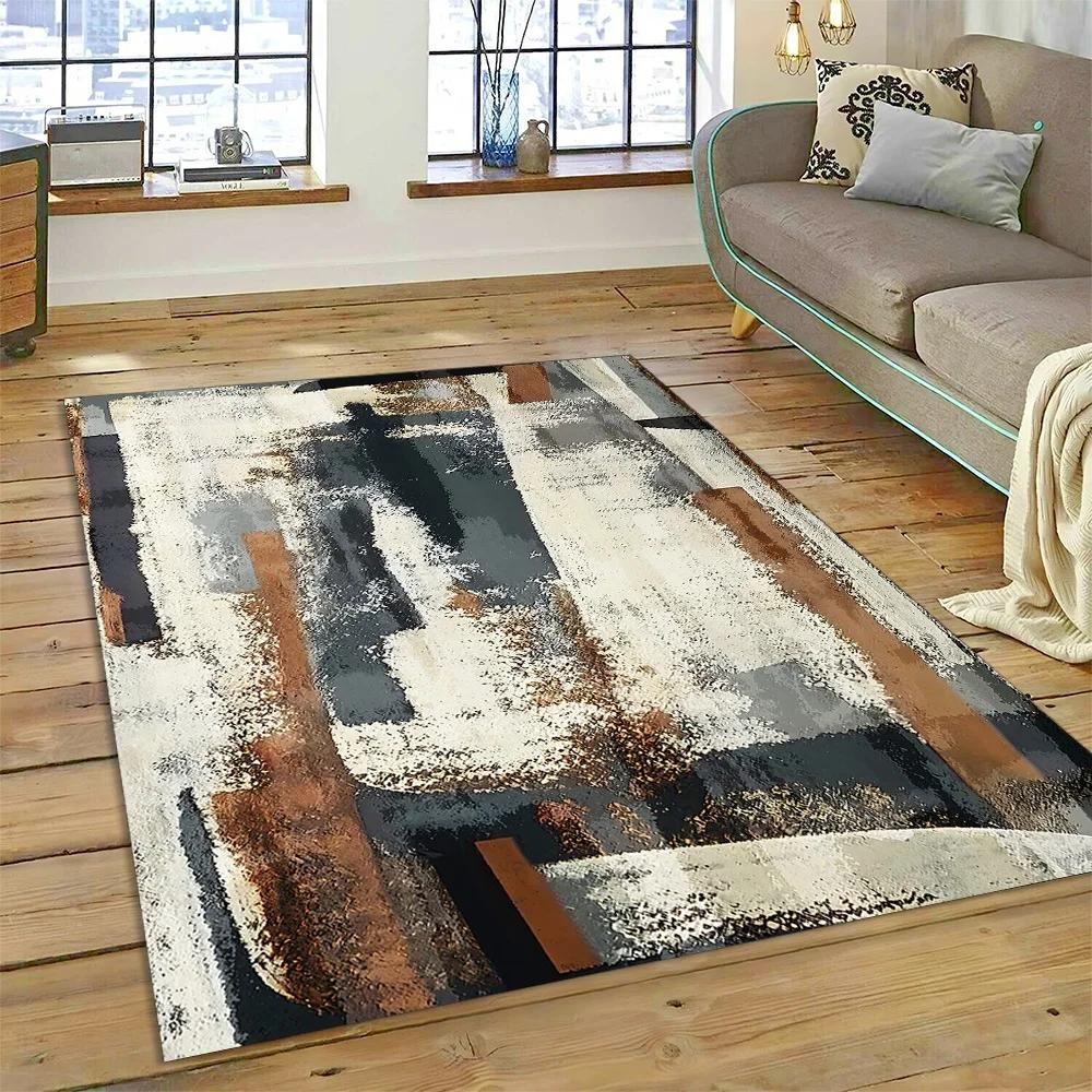 2025 New Style Bohemian Abstract Modern Art Geometry Carpet Rug for Living Room Bedroom Home Sofa Decoration,Non-slip Floor Mat