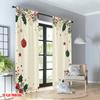 2pcs 2D flat printing Merry Christmas Curtains Christmas Holly Garland Bows Ornaments Digital Printed Polyester Drapes Festive