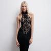 Elegant Black Hollow Out Backless Slim Fit Party Dress