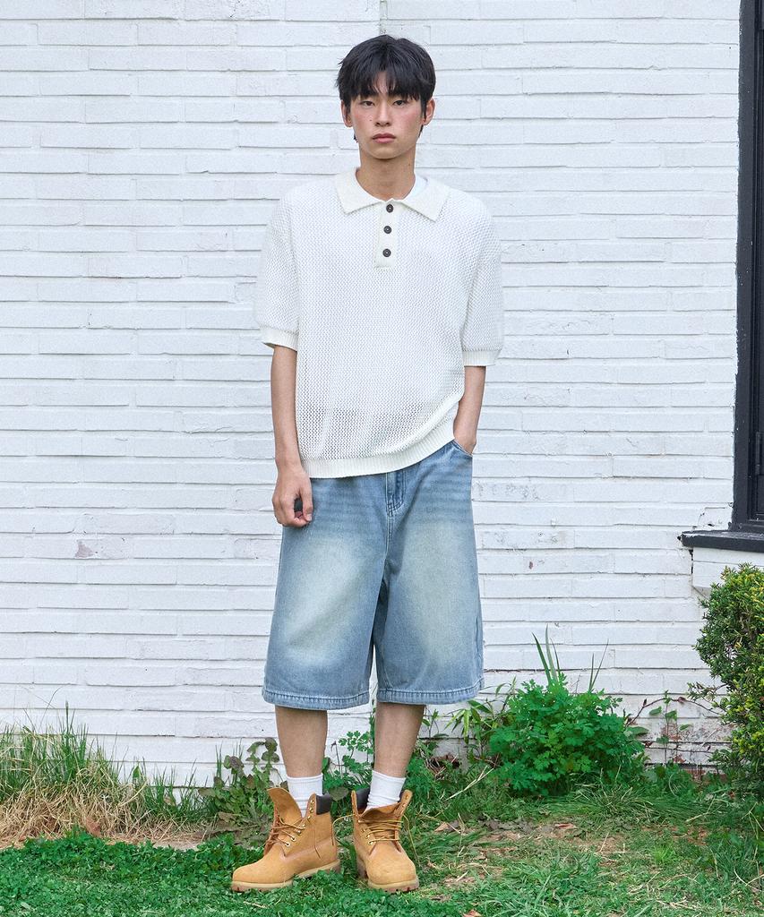 FILLUMINATE Punched Collar Half Knit - Ivory