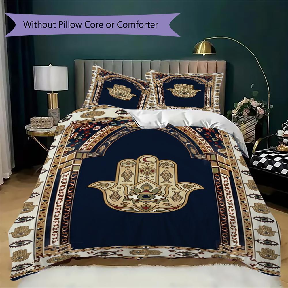 Hand of Fatima Pattern Bedding Uilt Set Uilt Cover Pillowcase Home Decoration Birthday Gift (1 * Duvet Cover + 2 * Pillowcase Without Core)97