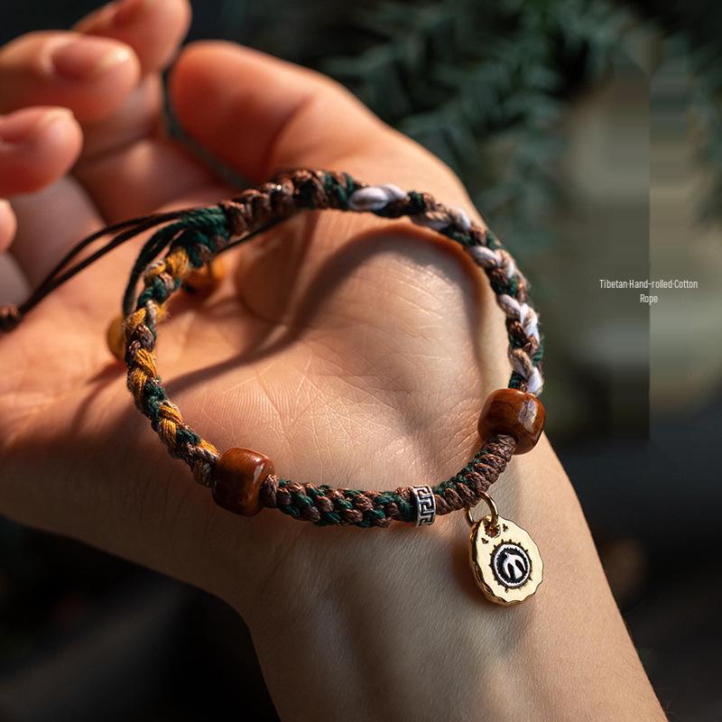 Colorful Tibetan Ethnic Style Adjustable Handmade Leather Cord Bracelet for Couples
