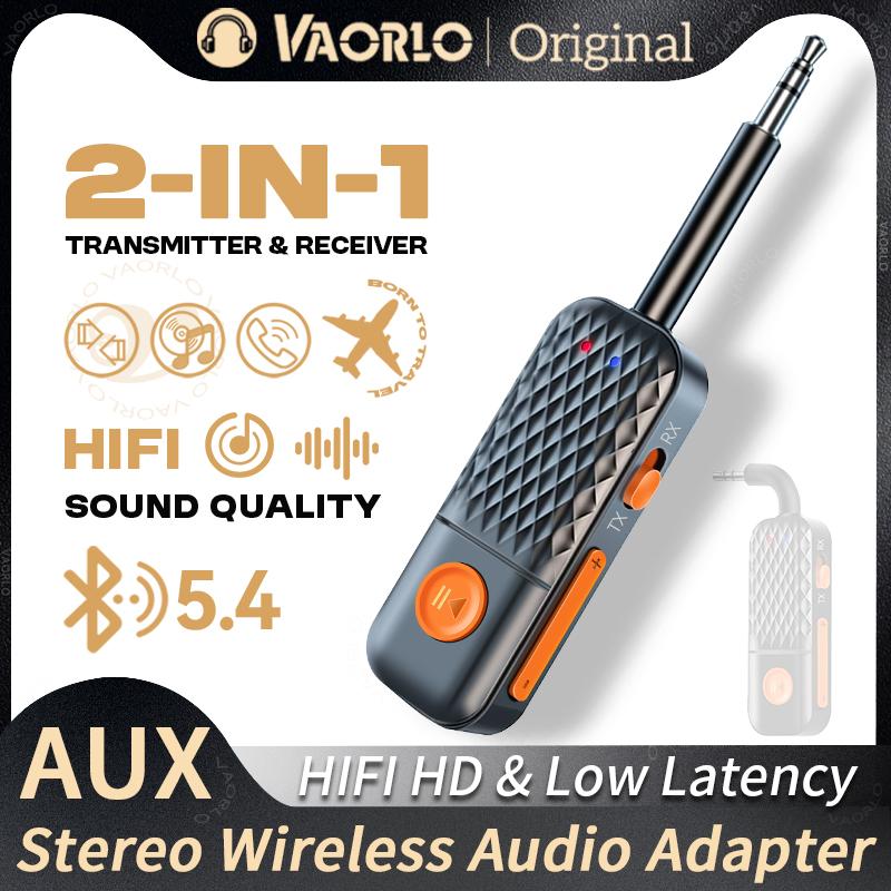 2 In 1 Bluetooth 5.4 Audio Transmitter Receiver 3.5mm AUX Jack Airplane Wireless Adapter Mic For TV Car Kit Speaker PC Headphone