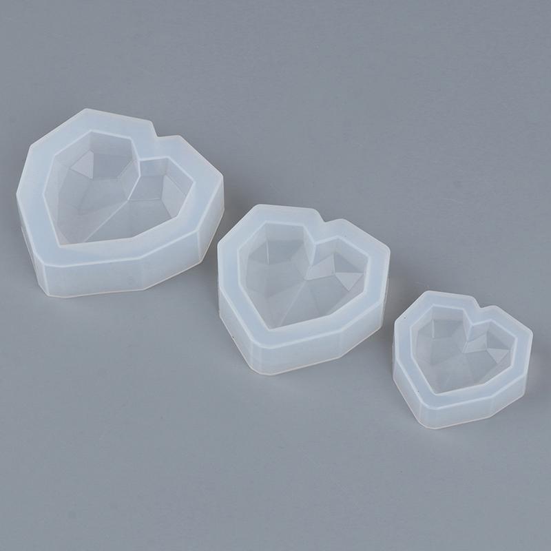 1Pcs 3D Love Heart Design Silicone Cake Mold Diamond Soap Moulds Decorating Tool