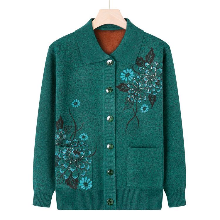 Mom Wear Sweater Cardigan Grandma Spring and Autumn Coat Seniors Spring and Autumn New Knitted Sweater Women Loose Old Men Clothes