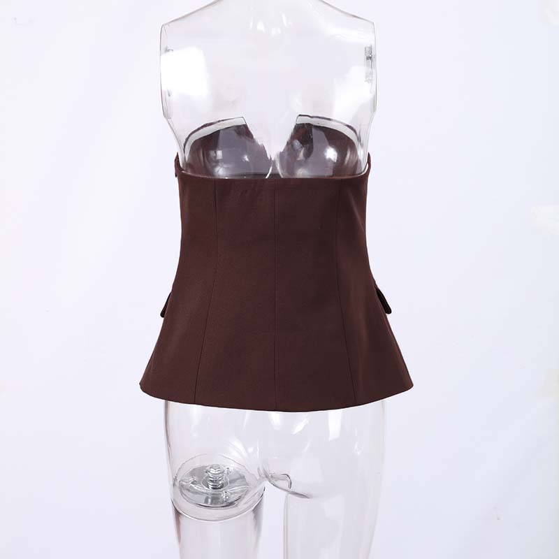 Dámský tílko Sexy krátký top Ležérní elegantní Jednobarevný Zip Bez rukávů Vesta Dojíždění Elegantní Kancelářská dáma Korzet Slim Topy Nová móda Jaro Léto