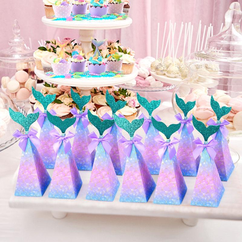 10 Stuks Zeemeermin Snoepdoos Zeemeerminstaart Cadeau Verpakking Dozen Thema Zeemeermin Verjaardag Verjaardagsfeestje Kinder Bedankjes Cadeau Benodigdheden