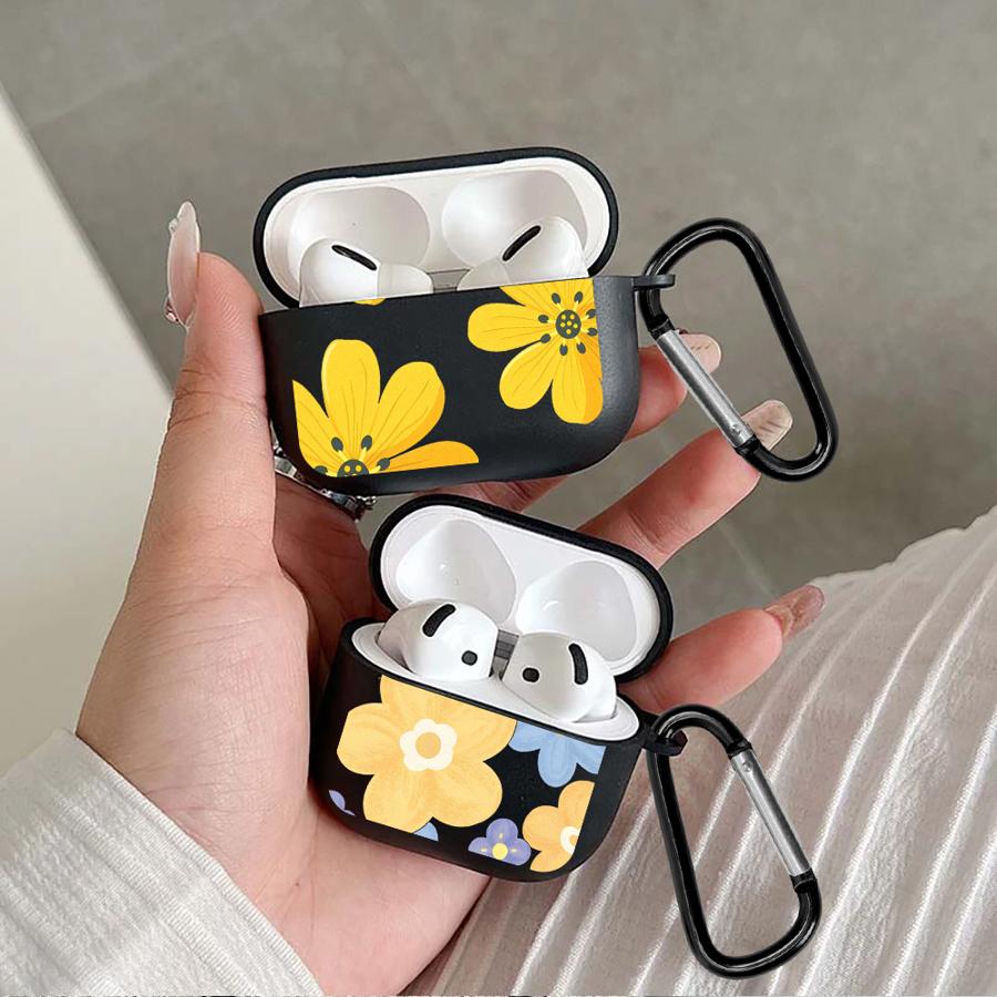 Blue Yellow Flowers Case For Airpods Pro 1 2 4 3 Pro2 Pro3 Earphone Cases Cover
