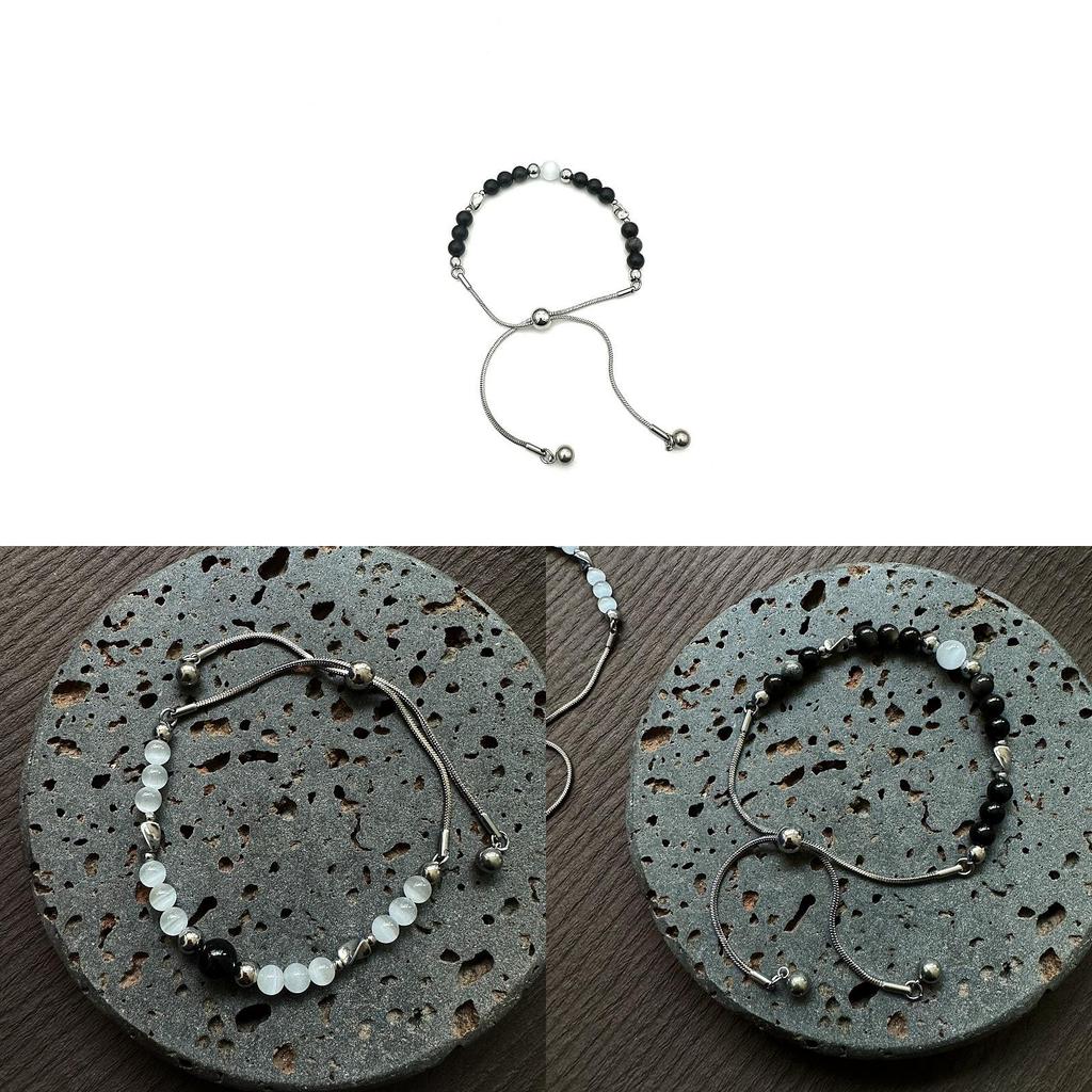 Cat Eye Silver Obsidian Adjustable Bracelet For Men Women Trendy Jewelry Gift