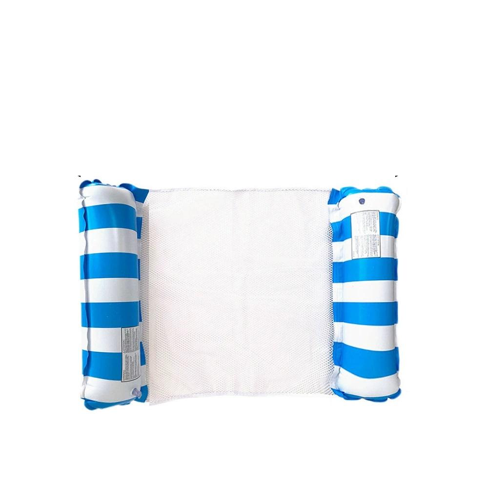 Foldable Striped Inflatable Lounge Chair, Suitable For Swimming Pool Parties And Beach Leisure Floating Beds With Net Backrest