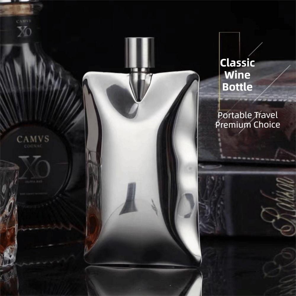 Exquisite Stainless Steel Liquor Bottle 6oz Capacity Irregular Wine Pot Wavy Portable Vodka Flask Home Use