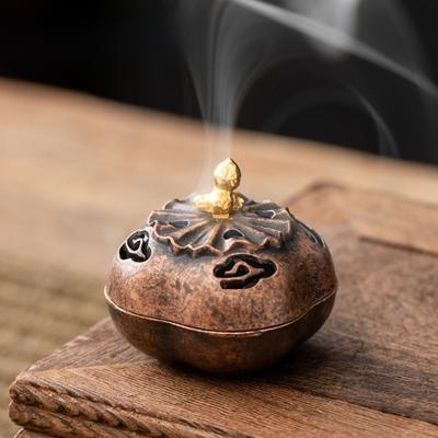 1Pcs Lotus Lamp Incense Stick Burner Alloy Sandalwood Lotus Incense Censer Retro with Hollowed Out Patterns Three Legged Stove