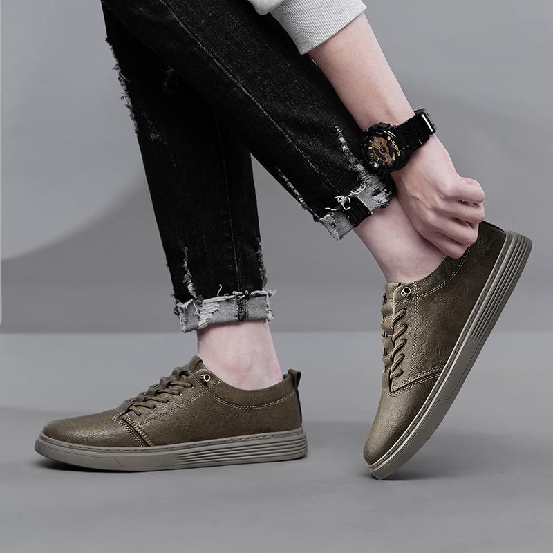 Mode Nouvelles Baskets à Lacets pour Hommes Marque de Luxe Homme Chaussures Respirantes Confortables Chaussures de Skate Chaussures de Conduite Fait Main Cuir Véritable Chaussures Décontractées