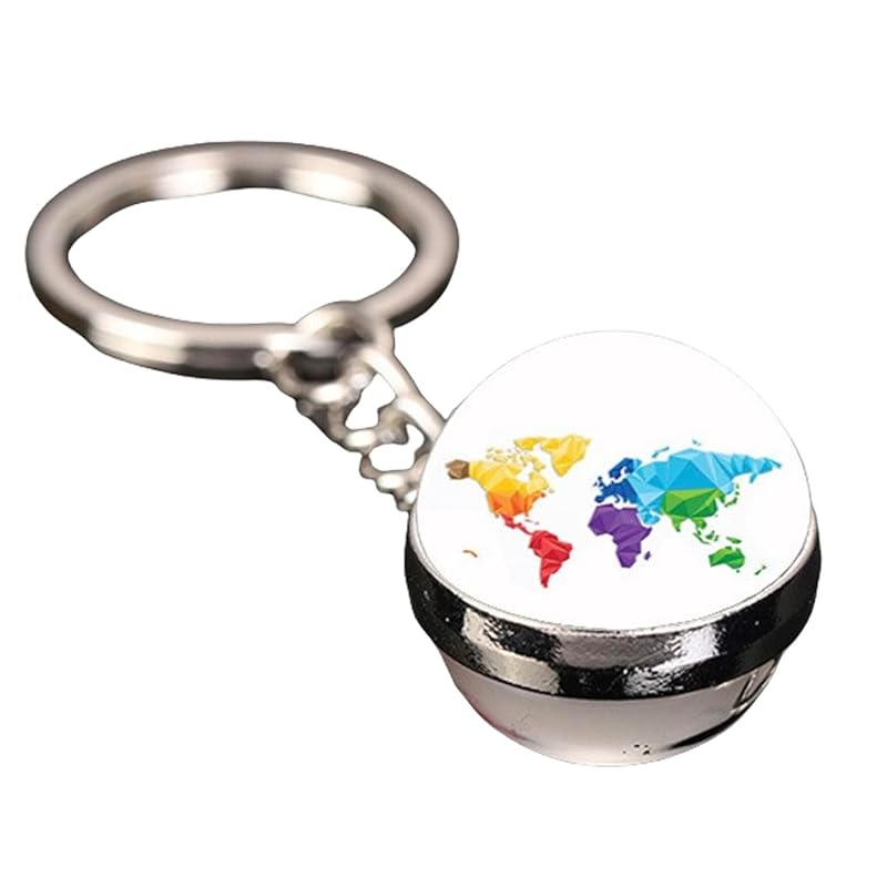 

[ALOHAMONI] planet key ring earth month solar planet universe galaxy world map globe vintage night light Luminous shine ball type key chain key ring