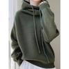 Soft and Sticky Hooded Thick Knit Versatile Sweater Jacket for Women Solid Elastic Pullover Basic Female Tops Sweater Women