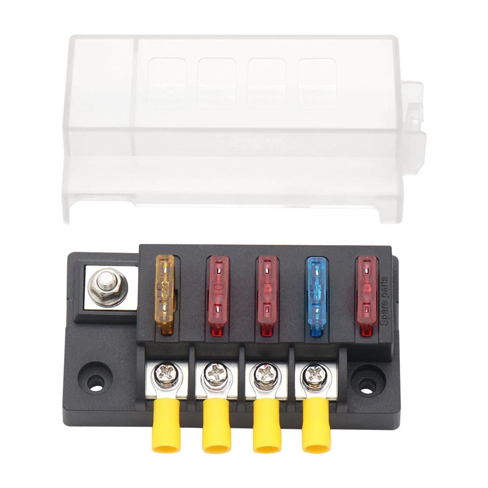 32V 4-Way Compact Fuse Box with Single Input and 4 Output For Car Marine Boat RV
