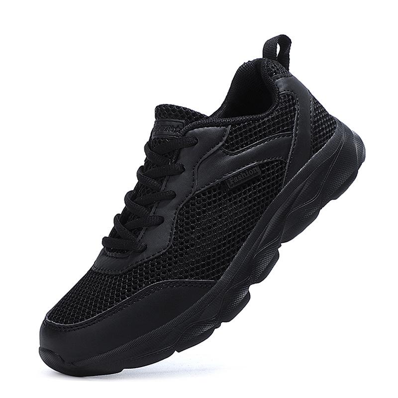Summer hollow breathable mesh casual sports shoes women's pure white all black non-slip soft-soled shoes