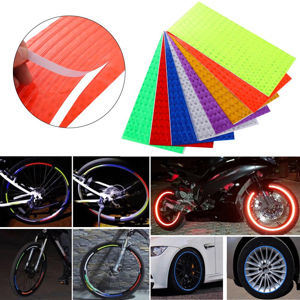 16pcs Car Wheel Tire Stickers 17"18" Strips Motorcycle Reflective Rim Tape Motorbike Auto Decals