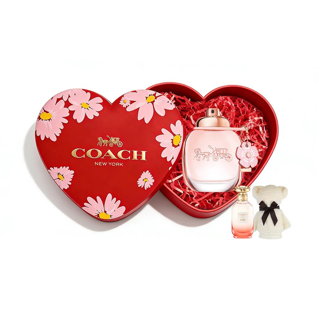 COACH Floral Scent Women's Perfume Heart Shaped Box Clothing Sets Eau De Parfum EDP