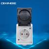 Waterproof IP44 Surface-Mounted French Bathroom Power Socket with Lid