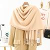 Wool Cashmere Scarf for Girls High End Solid Color Scarf Versatile Thickened Winter Imitation Cashmere Scarf