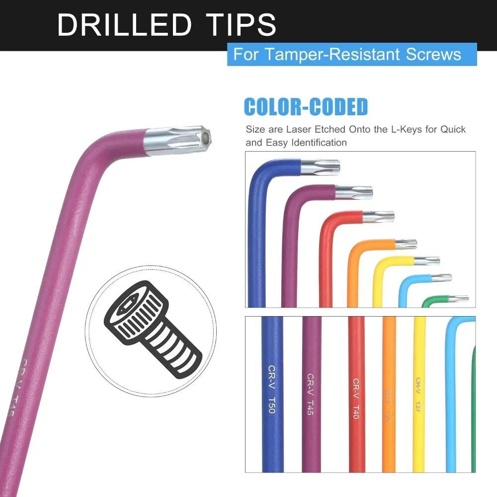 Unbrakonøkkelsett L-nøkkelsett for unbrakonøkkel 9 STK Sekskantnøkkelsett med lang arm 1,5 mm til 10 mm sekskantnøkkel Håndverktøy for sykkelreparasjon