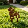 Wetterbeständiger Gartenstab Metall Dackelstab, Rostige Tier Silhouette Dekorative Hofhund Skulptur Kunst für Außen Rasen, Weg, Terrasse,