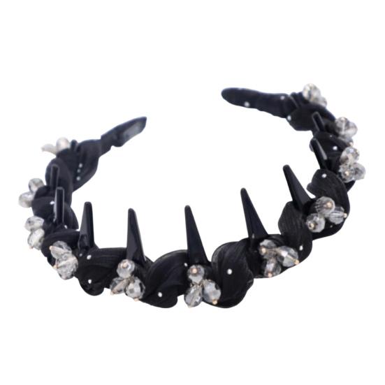 Women Headband Faux Crystal Decor Twist Cloth Hair Hoop Bright Color Lightweight Versatile Headband Hair Accessory