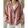 Women S Corduroy Hooded Button Pocket Casual Sweatshirt