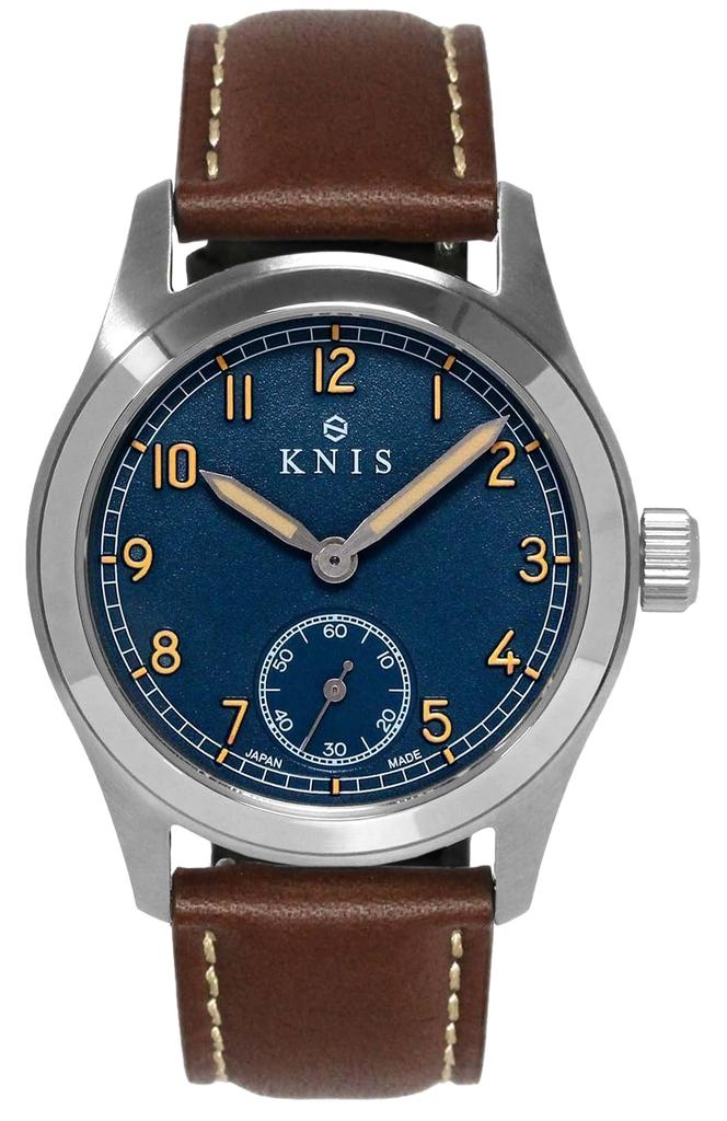 KNIS Retro Military Watch for Sapphire 10 ATM Water Blue Brown Leather (Nis) Japanese-made Men, Glass, Resistant, Dial, Strap, KN003-BLBRLE