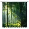 Green Forest Shower Curtain Nature Tree Plant Summer Sunset Sunshine Rustic Scenery Landscape Fabric Bathroom Decor Sets with