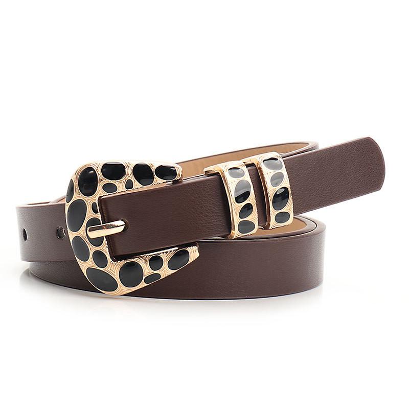 

Fashion Pu Animal Pattern Belt With Alloy Pin Buckle For Street Style Girls And Teens темно-коричневого кольору