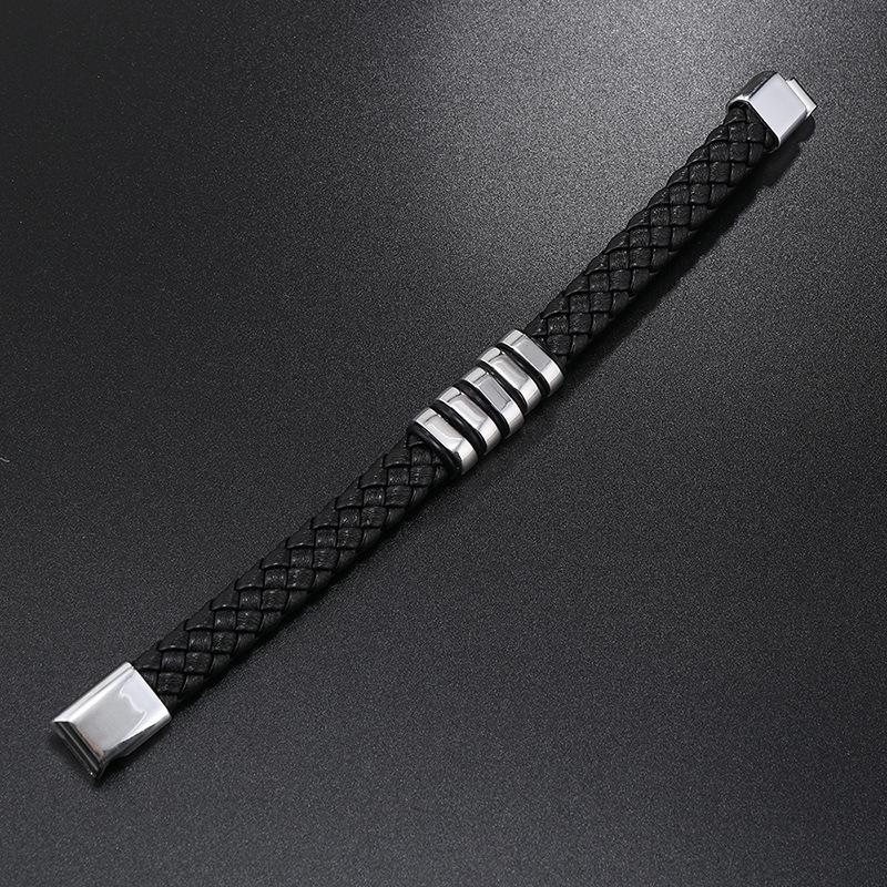 Men PU Leather Bracelet Magnet Buckle Bangle Birthday Gift