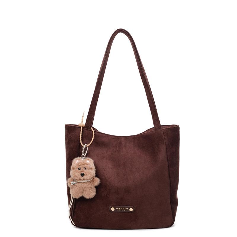 Suede bag women's 2025 new high-end texture retro shoulder bag going out large-capacity commuter tote bag