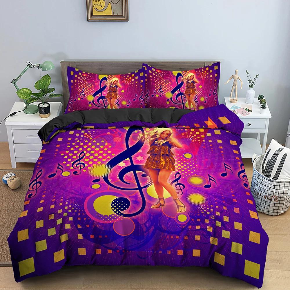 3D Digital Printing Music Theme Duvet Cover Set Piano Note Pattern Quilt Cover Pillowcase Music Lover Bedroom Decorative Bedding 3pcs