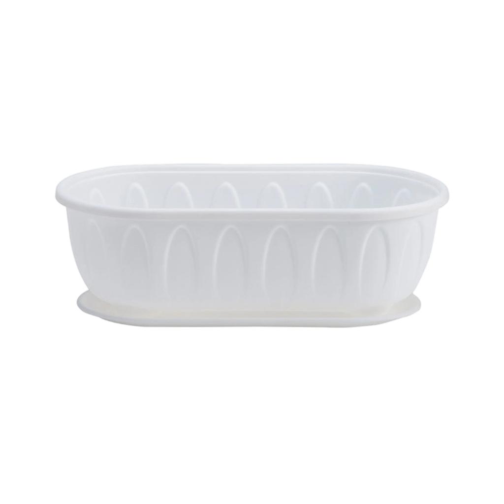 Rectangular Plastic Planter with Drainage Tray Durable Lightweight Garden Flower Pot Container Suitable for Indoor and Outdoor Use