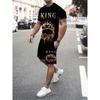 Simple Marble 3D Print Summer Casual Men's Crewneck Top And Shorts Urban Street Fashion Men's Suit Everyday Casual Comfort