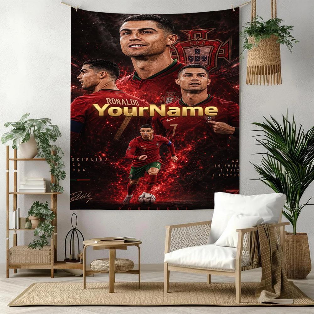 Cristiano Ronaldo Custom Your Name Wall Decor Tapestry Art For Pet Memorial Birthdaywedding Party Backdrop Family Gift