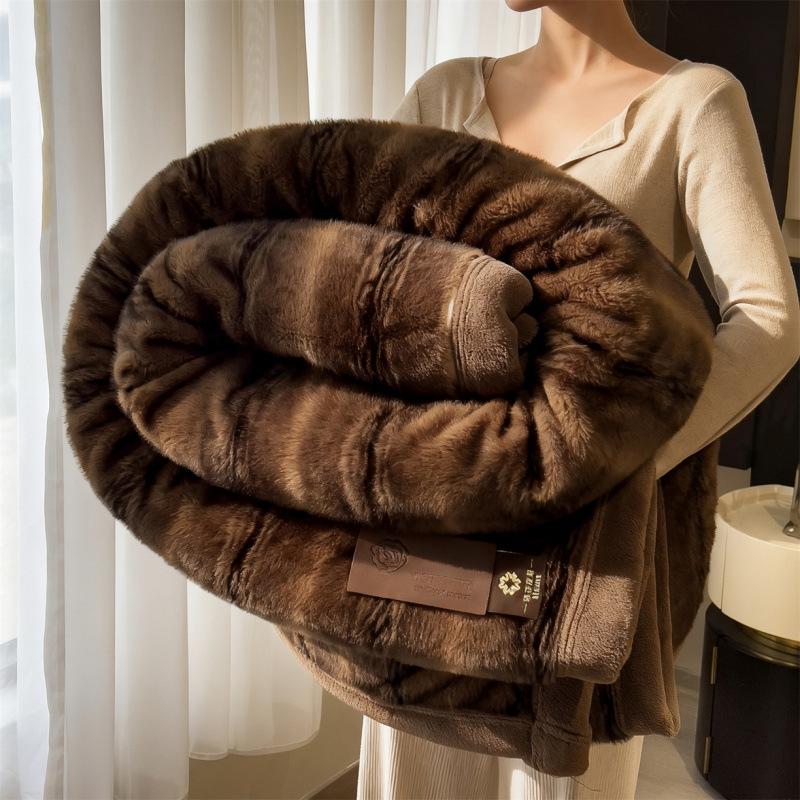 2025 Herbst/Winter Luxus Goldene Nerzdecke - Doppelseitig Dick Sofaüberwurf und Quiltkern für Nickerchen