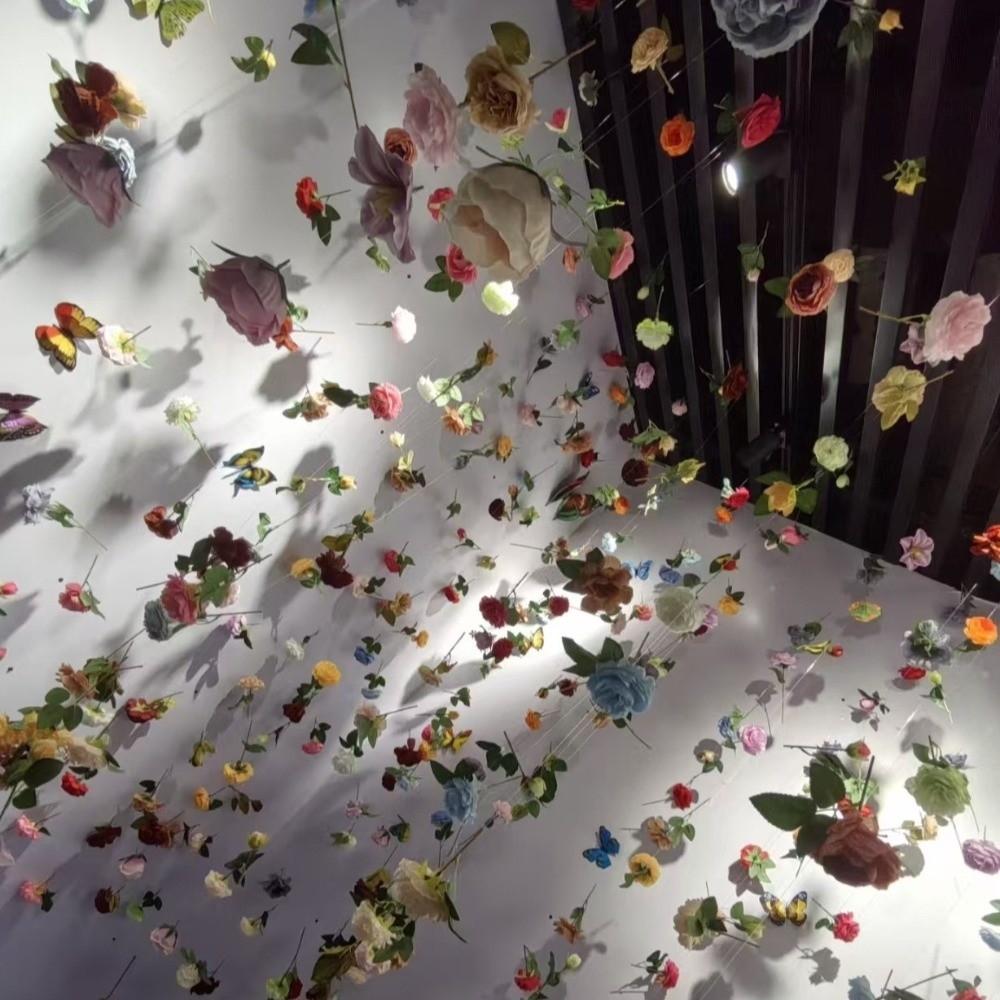 Bohemian Style Artificial Floating Flower Curtain Romantic Simulated Flower Silk Flower Curtain Vibrant Colors Realistic