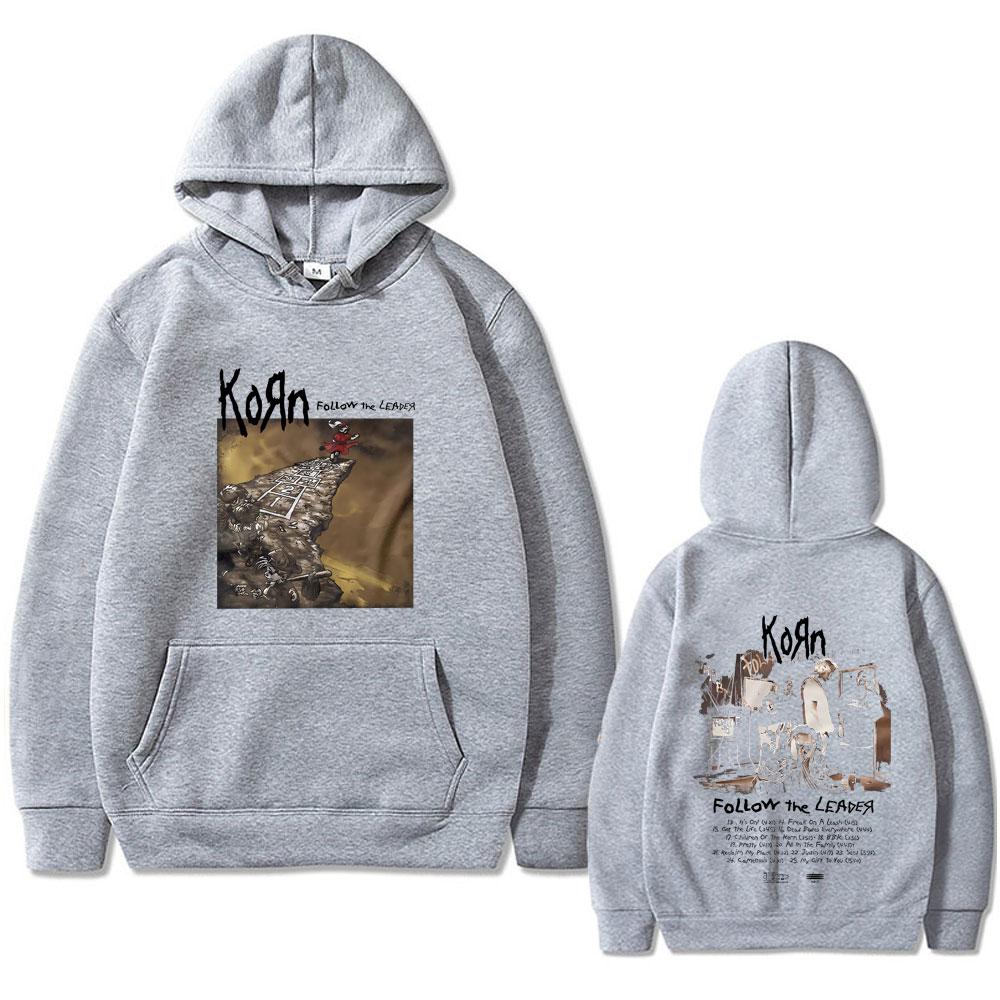 Rock Band Korn Follow The Leader Graphic Hoodie Male Oversized Pullover Rare Nu Metal Music Hoodies Men Women Gothic Sweatshirt