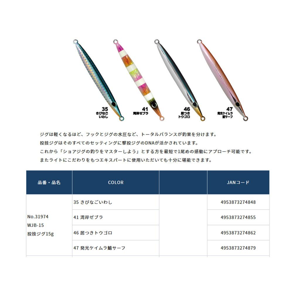 Owner Metal Jig WJB-15 Throwing Jig 15g #41 Wangan Zebra