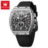 Men's Watches Hollowed Quartz Wristwatch Silicone Strap Tonneau Large Dial Design Waterproof Luminous Watch