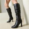 Women's High-heeled Boots Autumn and Winter New Simple Temperament Solid Color Large Size Versatile Medium Boots