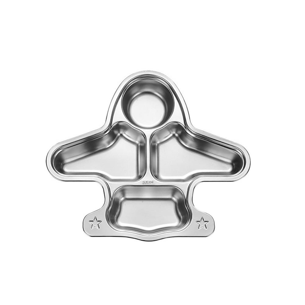 Silver Divided Dinning Plate 304 Stainless Steel Food Container Kid Feeding Service Plate Cartoon Animal Shape Food Tray