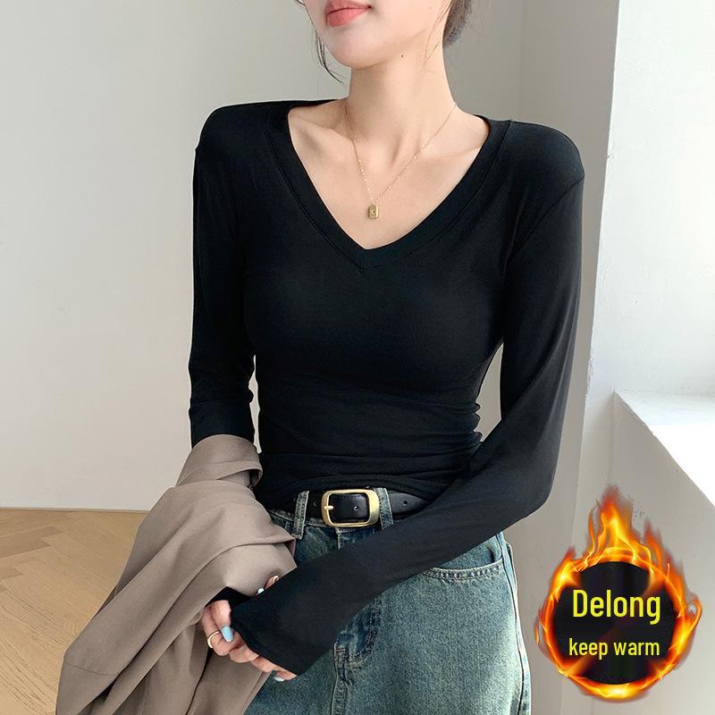 2025 New Autumn/Winter Women’s Warm Velvet Long Sleeve Base Shirt