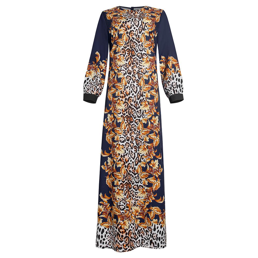 

Plus Size Women s African Tiger Print Pullover Dress with Pockets 3XL темно-синього кольору