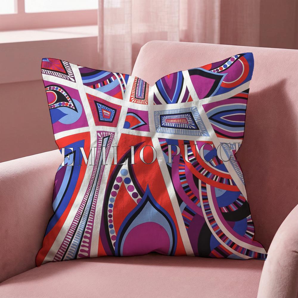 Fashion E-Emilio logo Puccis Cushion Cover Multi-Scene Pillow Cover for Home & Car - Reversible, Soft & Durable for Daily Use